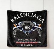 Balenciaga Swallow BB Logo Flannel Sofa Throw Blanket Luxury Brand Cover BA030